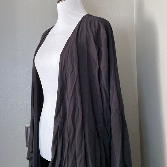 14th & Union Black Layered Front Unstructured Open Front Jacket Cardigan - Picture 2 of 12